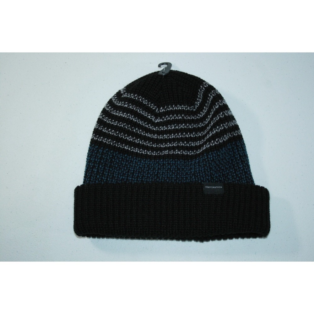 NWT Travis Mathew At The Cape Mens Winter Golf‎ Beanie Hat Cap Blue Black Gray